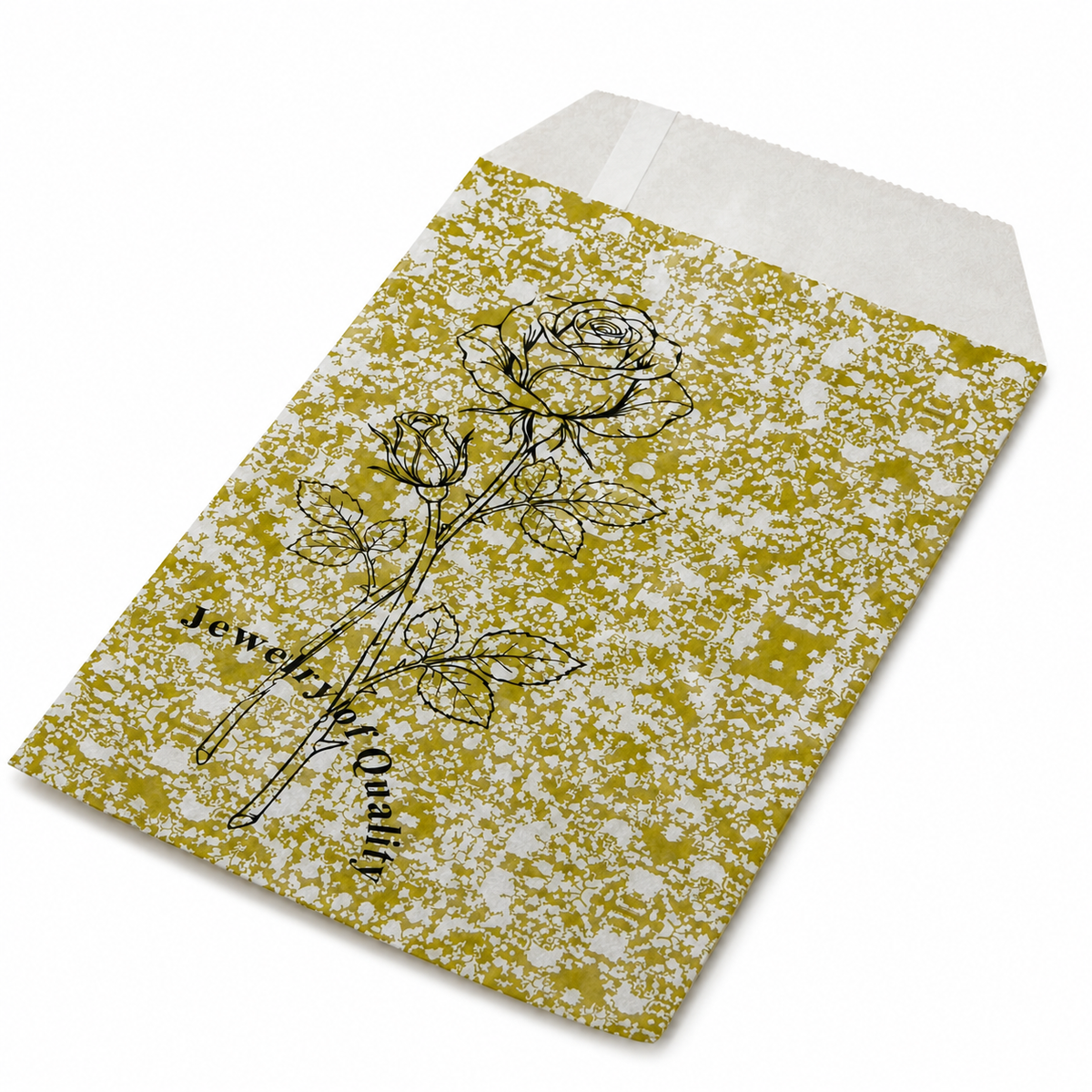 jewelry bag - 100 Gold Rose Paper Envelopes EN115 detail view