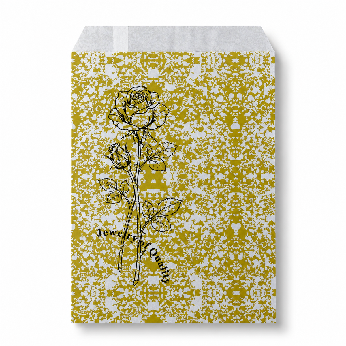 jewelry bag - 100 Gold Rose Paper Envelopes EN115 front view