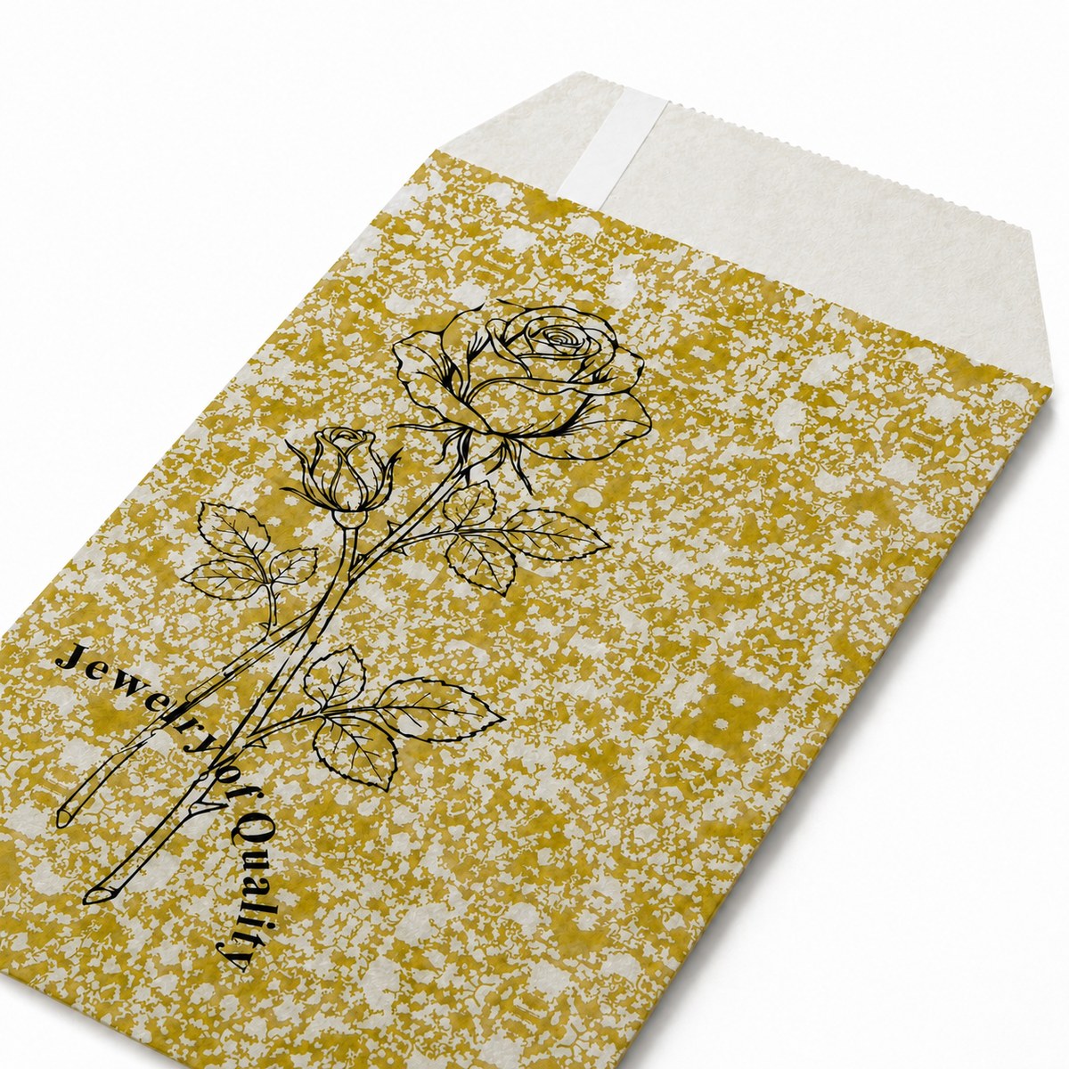 jewelry bag - 11 Gold Rose Paper Envelopes EN114 detail view