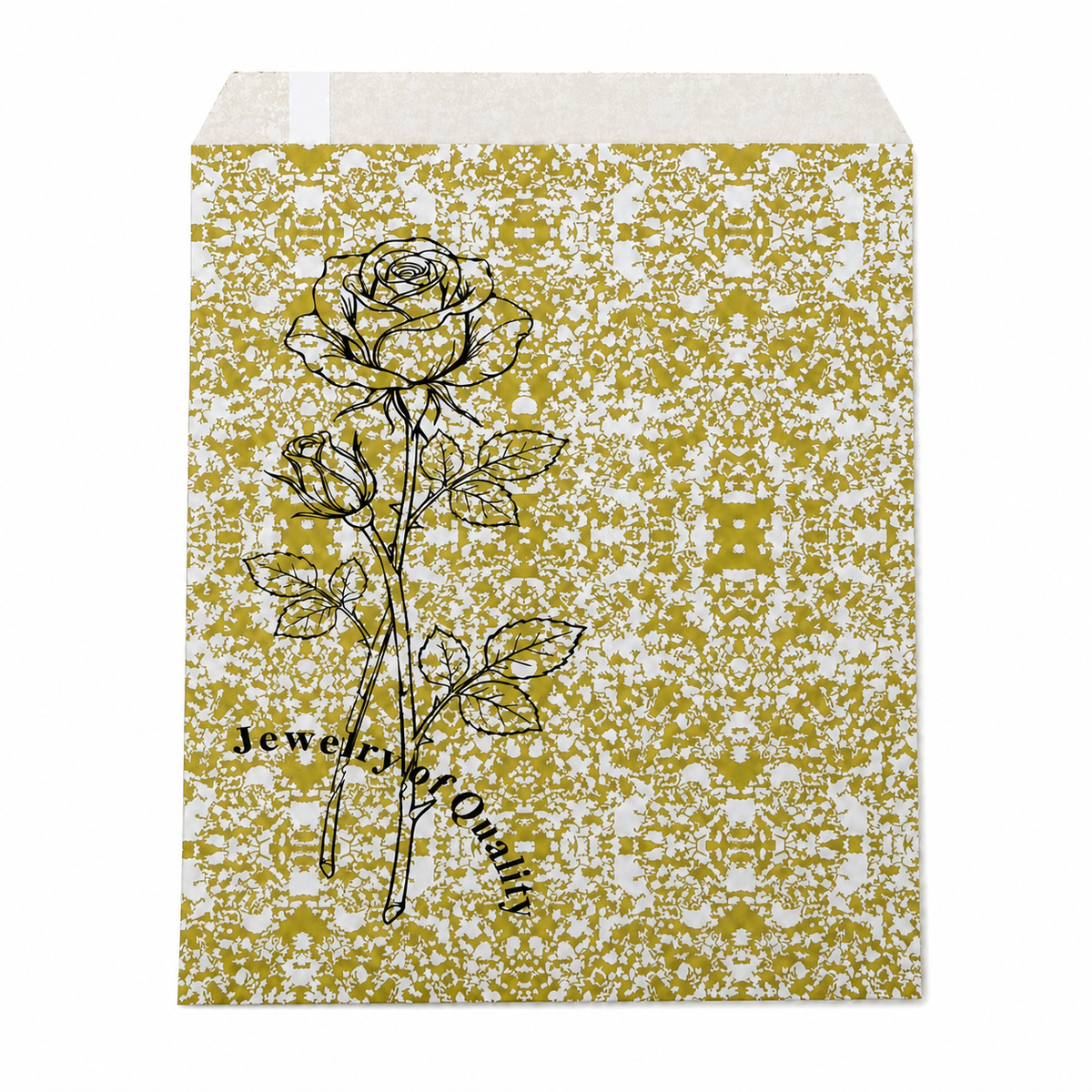 jewelry bag - 11 Gold Rose Paper Envelopes EN114 front view