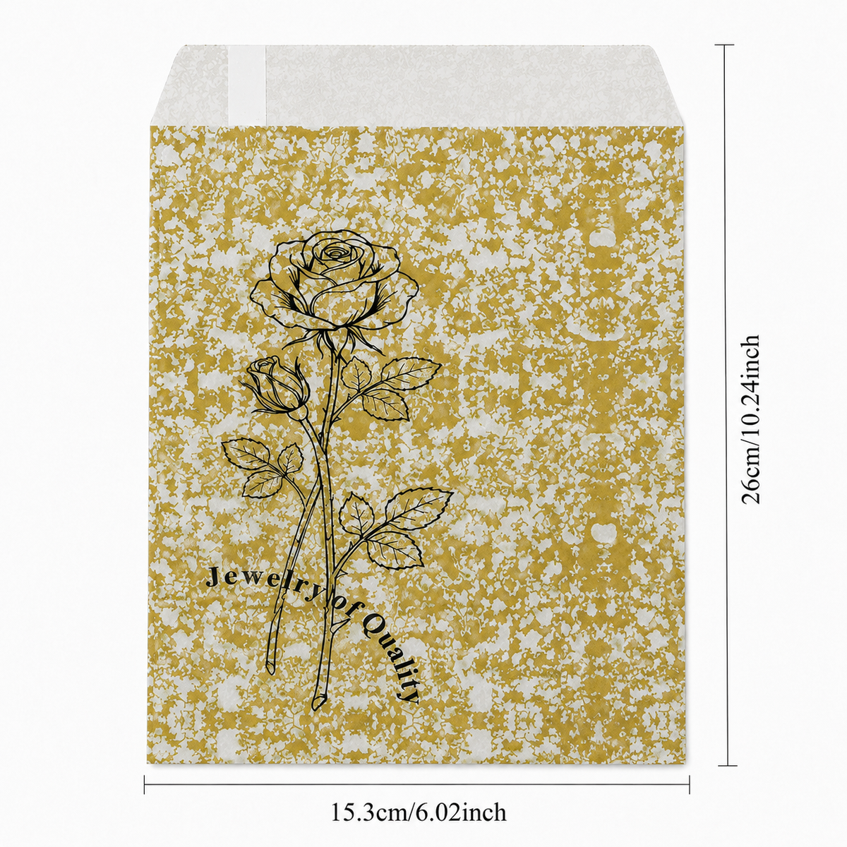 jewelry bag - 11 Gold Rose Paper Envelopes EN114 open view