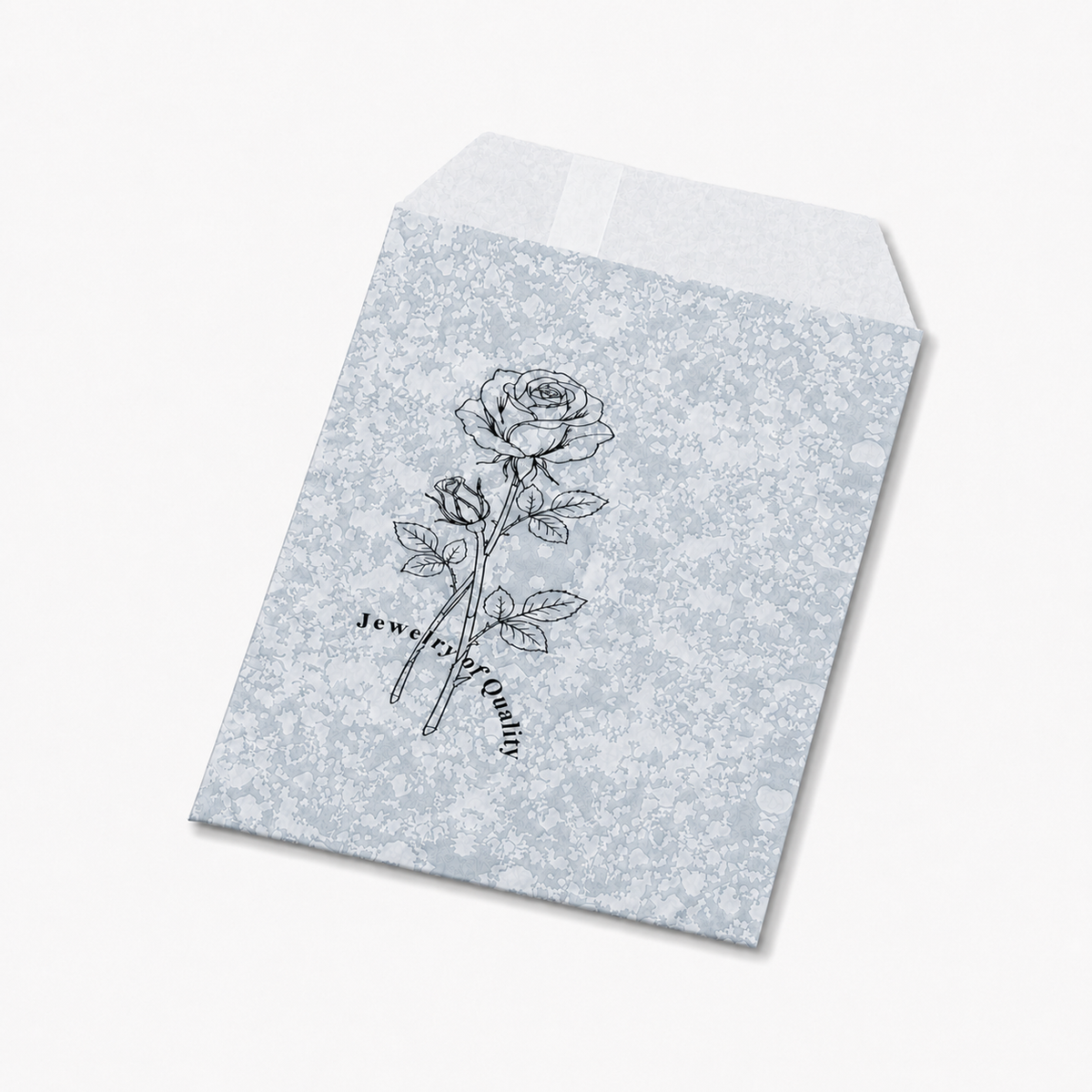 jewelry bag - 100 Silver Rose Paper Envelopes EN127 detail view