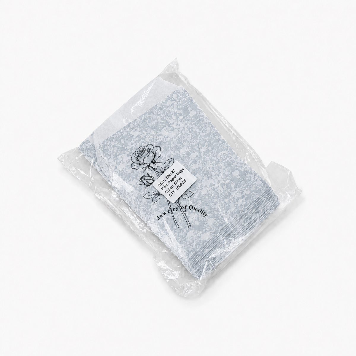 jewelry bag - 100 Silver Rose Paper Envelopes EN127 product view 05