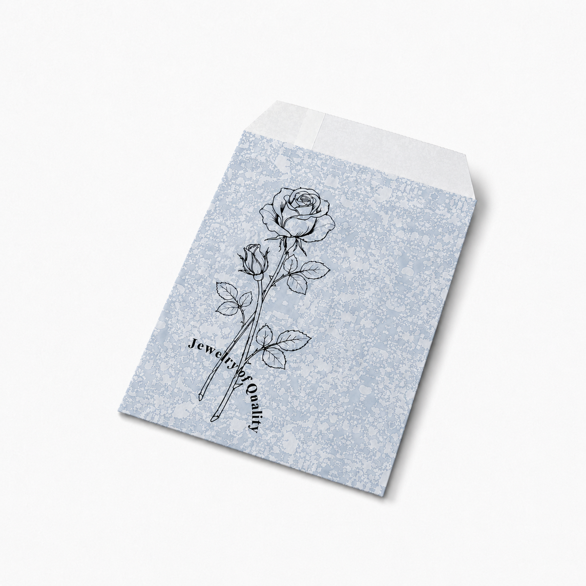 jewelry bag - 100 Silver Rose Paper Envelopes EN126 detail view