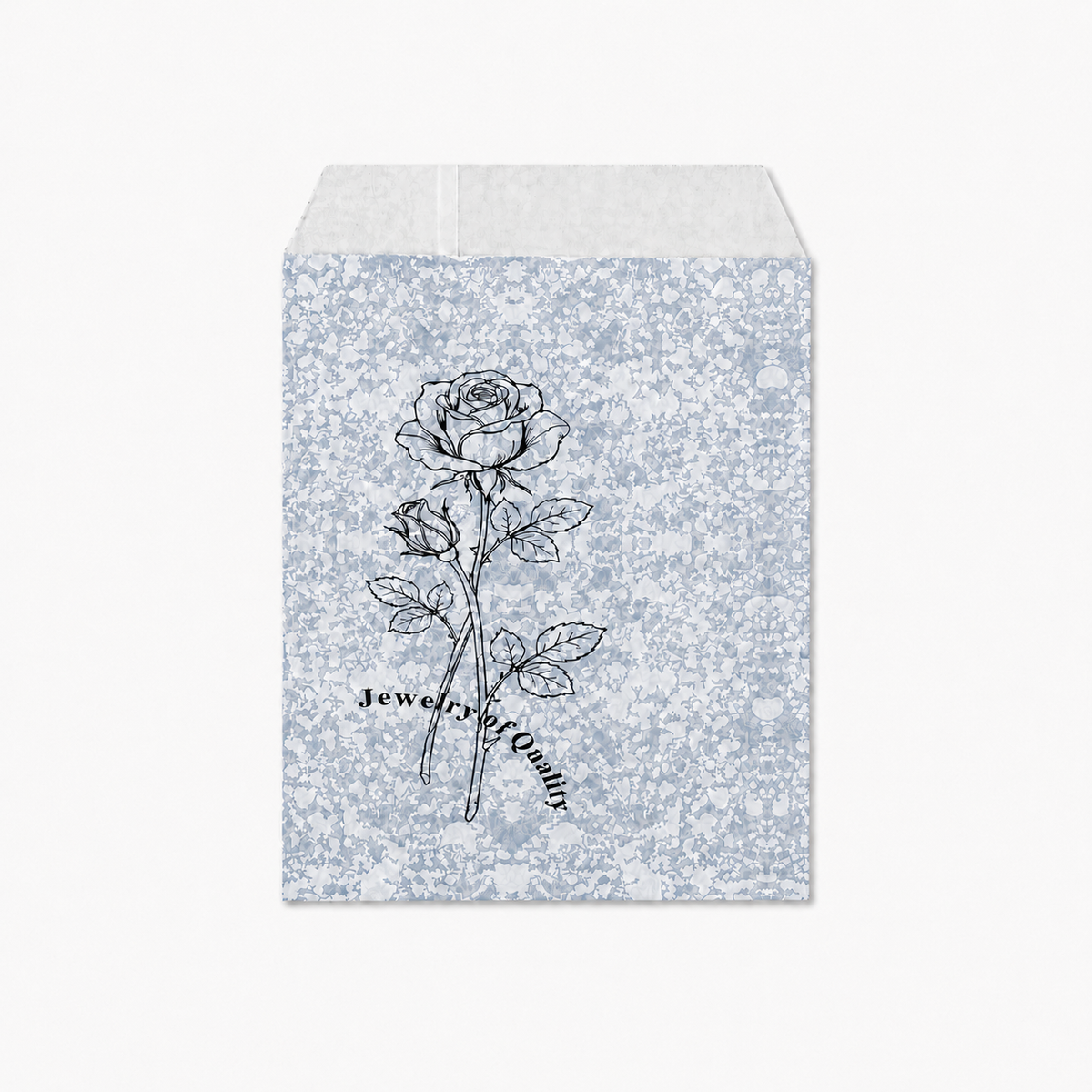 jewelry bag - 100 Silver Rose Paper Envelopes EN126 front view
