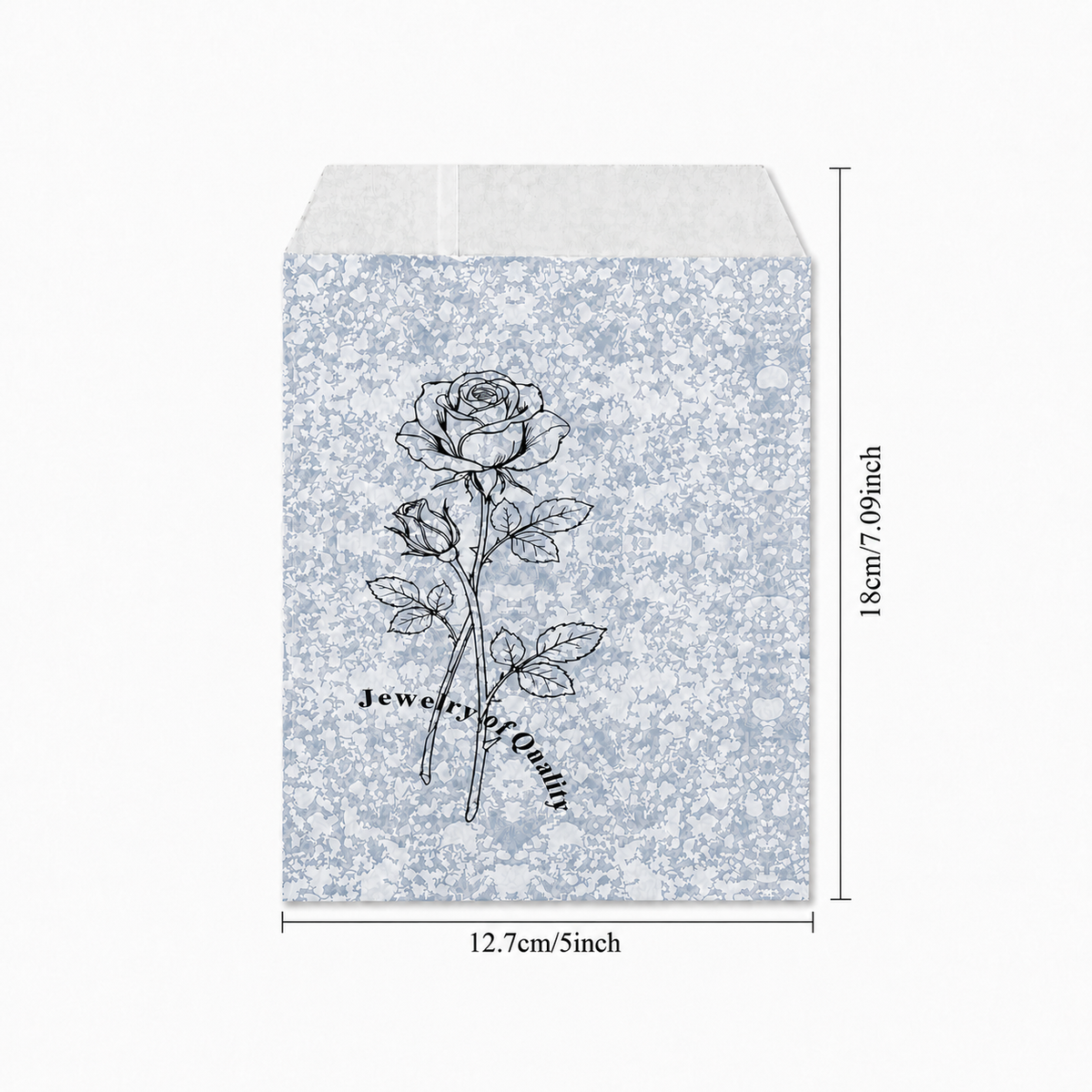 jewelry bag - 100 Silver Rose Paper Envelopes EN126 open view