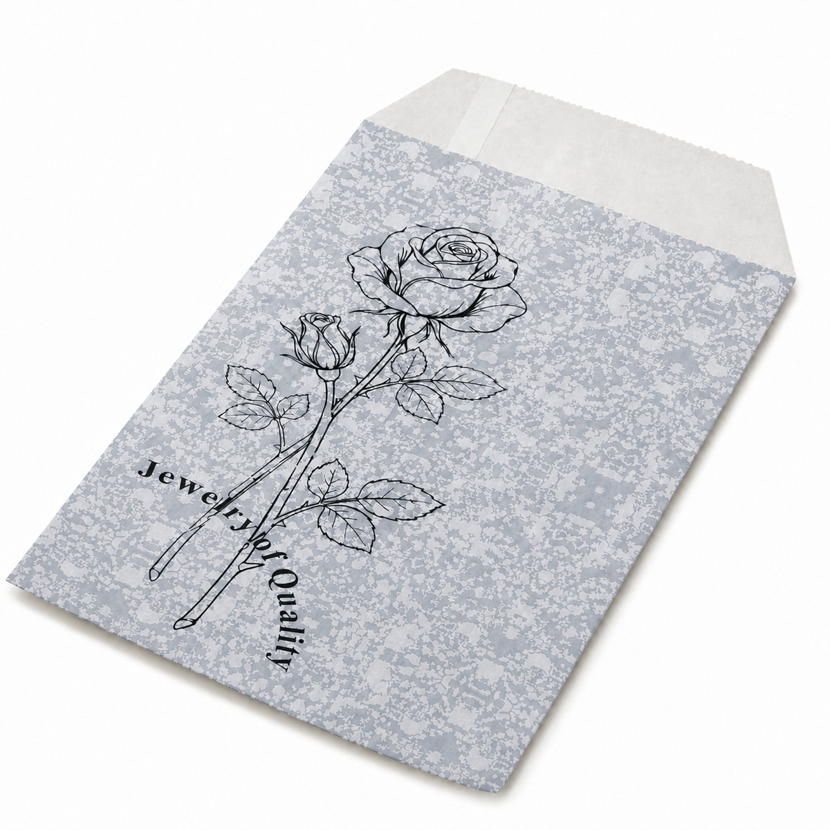 jewelry bag - 100 Silver Rose Paper Envelopes EN125 detail view