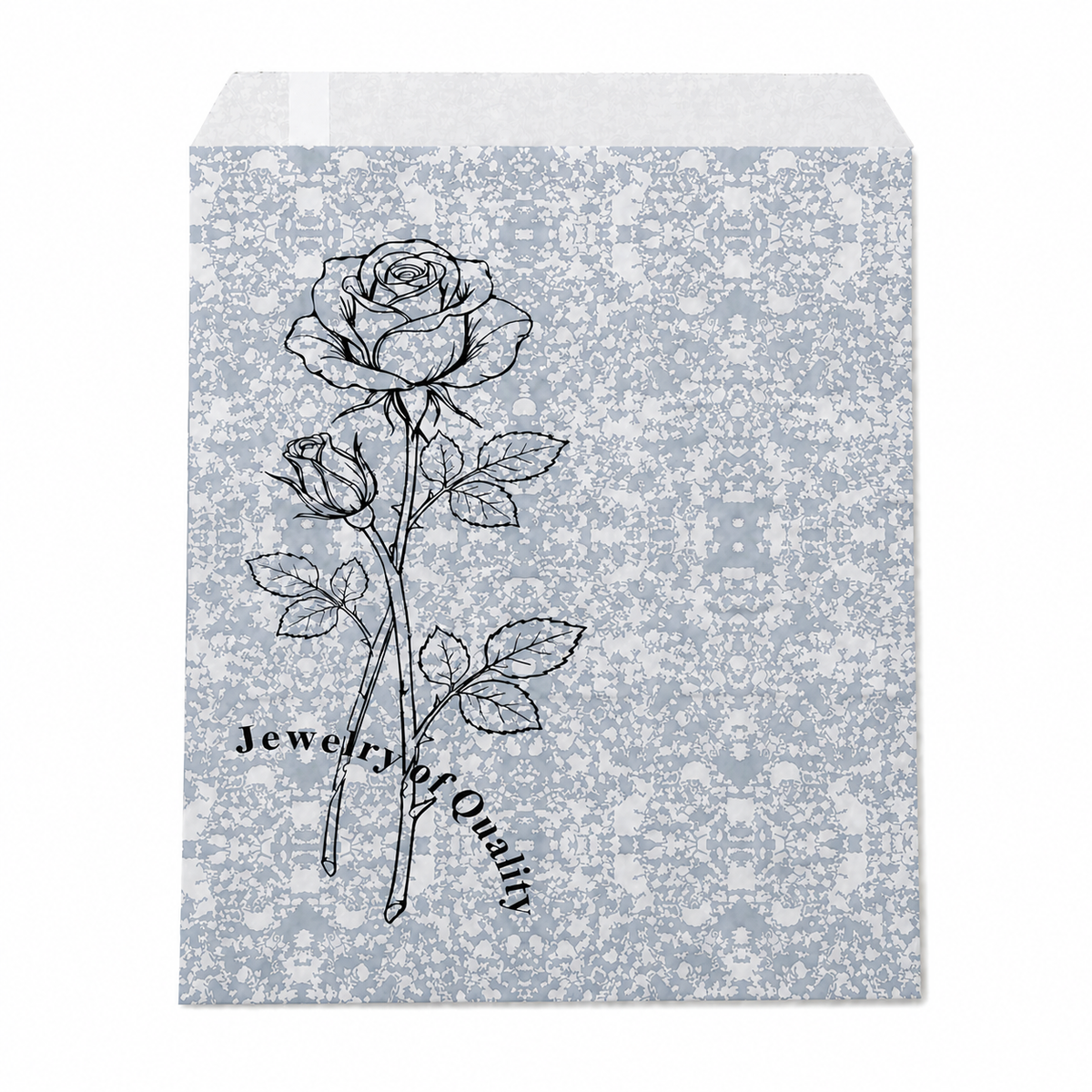 jewelry bag - 11 Silver Rose Paper Envelopes EN124 front view