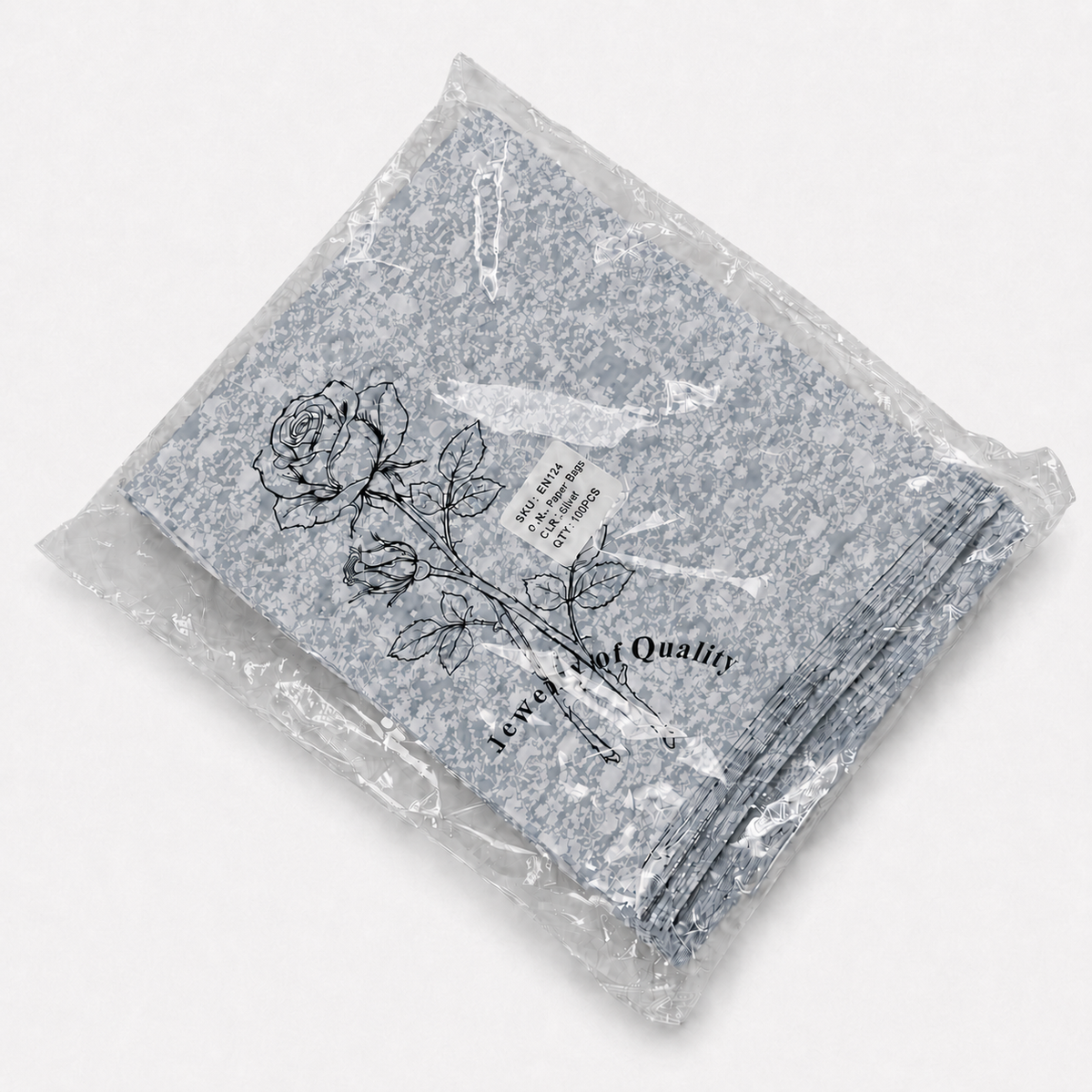 jewelry bag - 11 Silver Rose Paper Envelopes EN124 product view 05