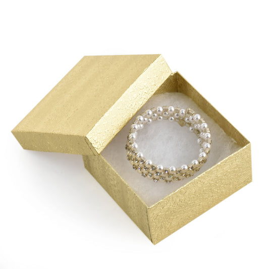 jewelry box - 100pcs Gold Cotton Cardboard Boxes BX2834 front view