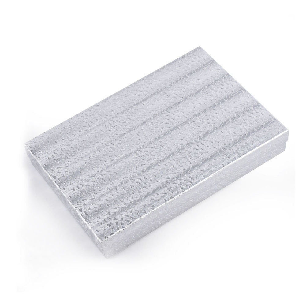 jewelry box and pendant box - 100pcs Silver Cotton Boxes BX2875S open view
