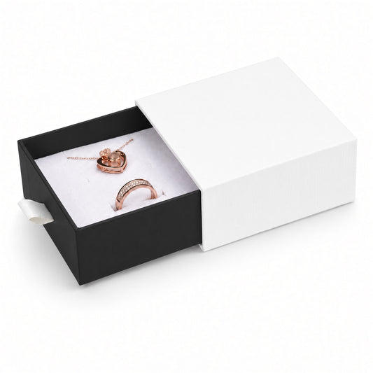 jewelry box - White & Black Drawer Jewelry Boxes 24 Pack B2533-BK front view
