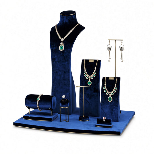 jewelry display - Custom Blue Vertical Jewelry Display Stand Set CJD007 open view