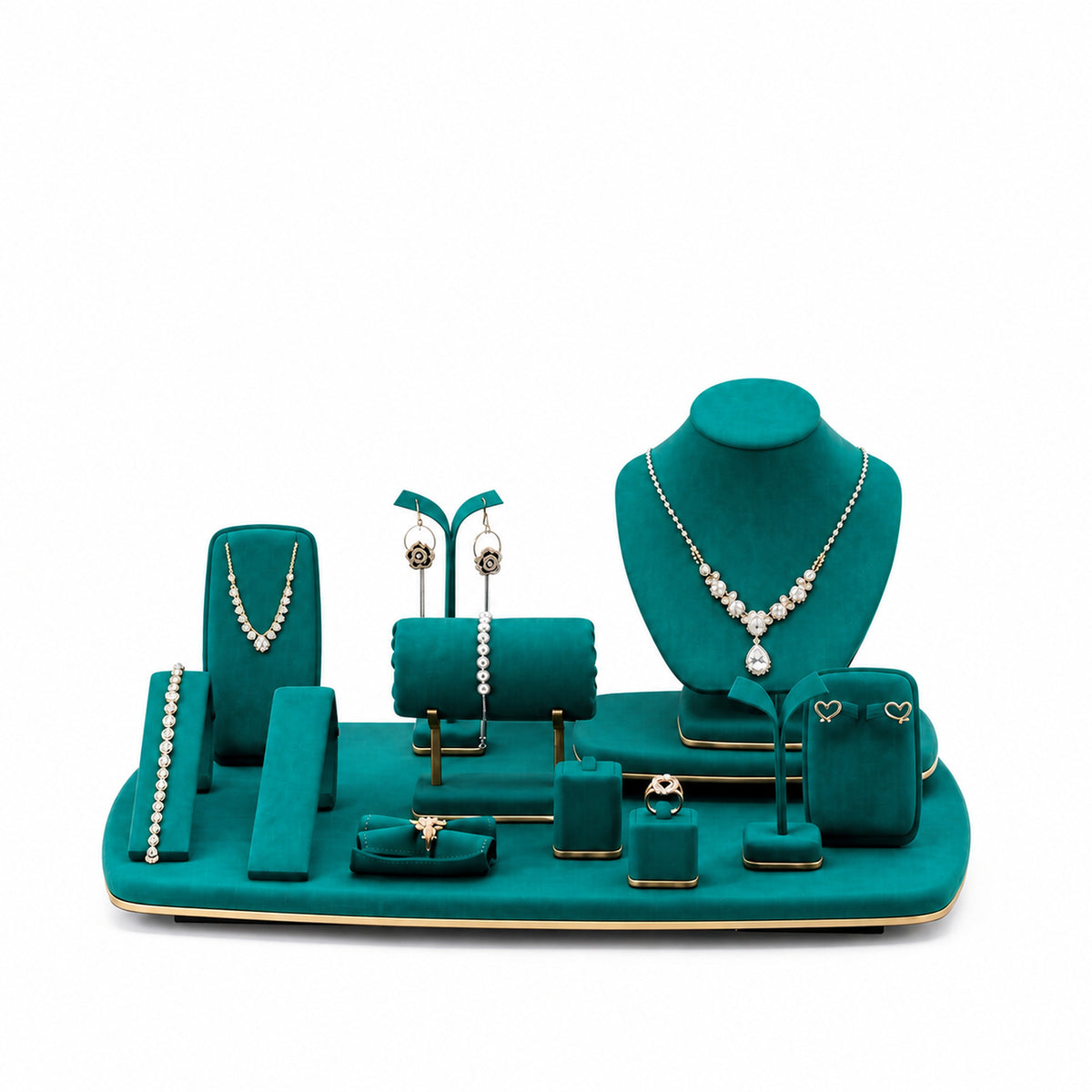 jewelry display - Custom Emerald Arch Showcase Jewelry Display Set CJD016 open view