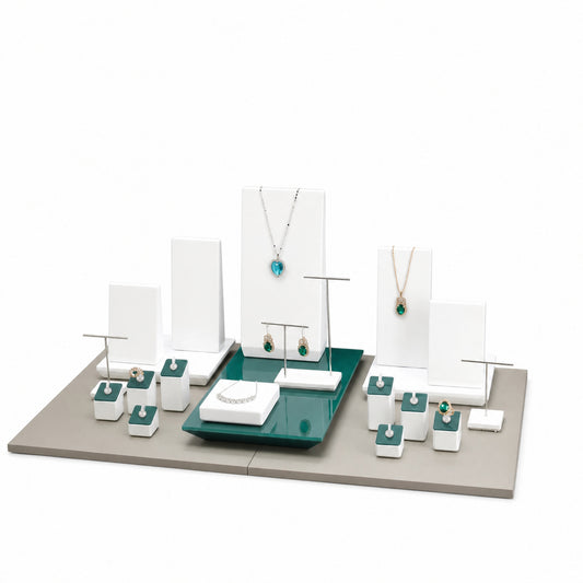 jewelry display - Custom Green Panel Jewelry Display Collection CJD003 front view