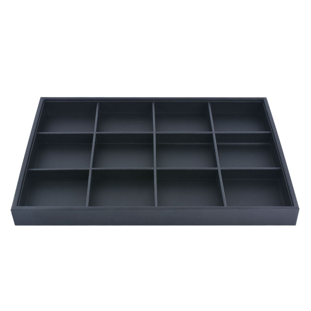 jewelry display tray - 12 Black PU Display Tray T001-12EM PU-BK open view