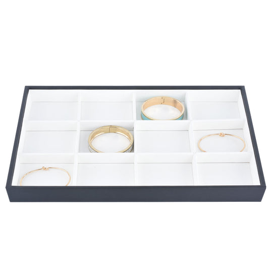 jewelry display tray - 12 White PU Display Tray T001-12EM PU-W front view