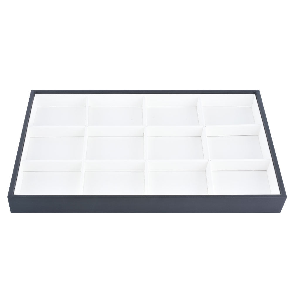 jewelry display tray - 12 White PU Display Tray T001-12EM PU-W open view