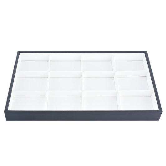 jewelry display tray - 12 White PU Display Tray T001-12EM PU-W open view
