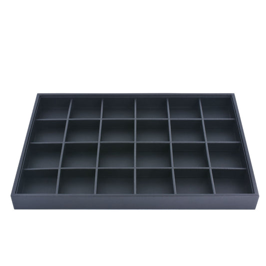 jewelry display tray - 24 Black PU Tray T001-24EM PU-BK open view