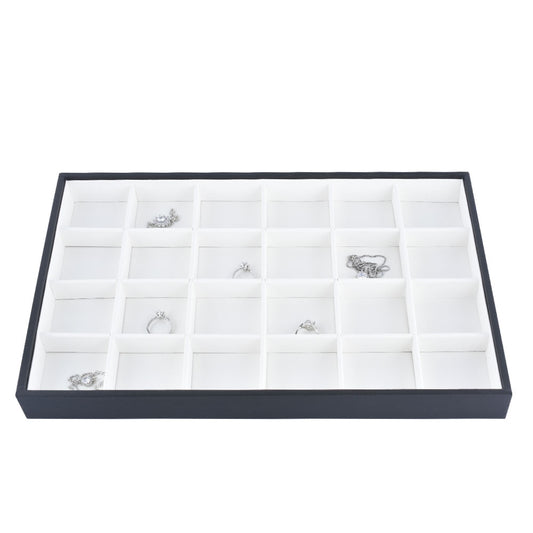 jewelry display tray - 24 White PU Tray T001-24EM PU-W front view