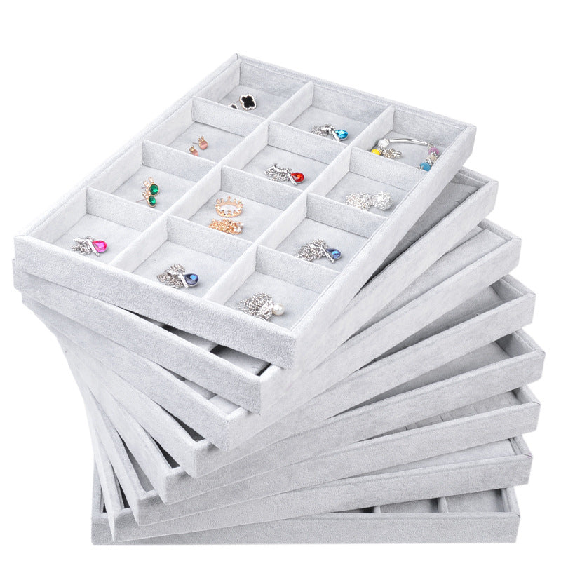 jewelry display tray - Gray Velvet Tray C00002 front view