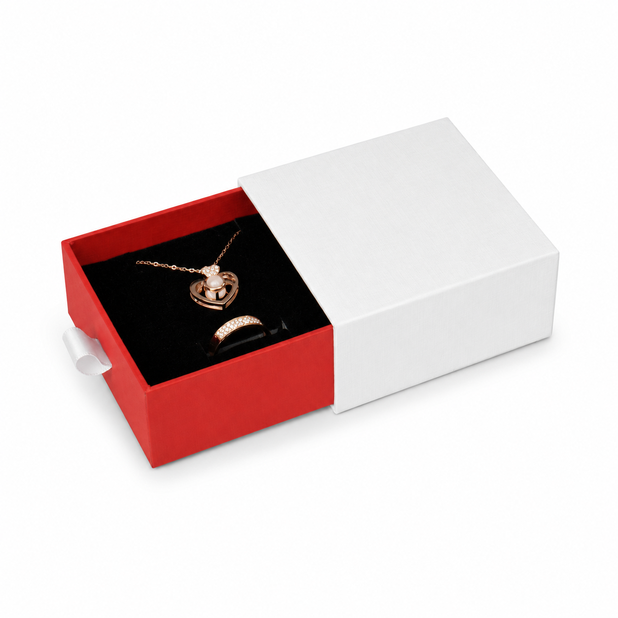 White & Red Drawer Jewelry Boxes – 24 Pack