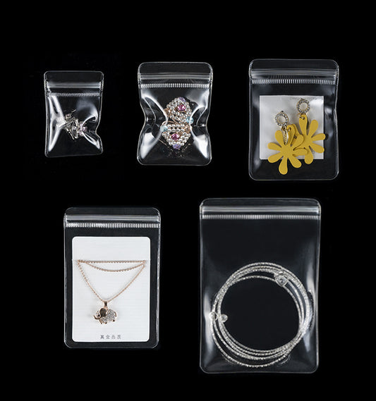 jewelry gift bags - 100pcs Transparent Ring Earring Necklace Bag PB0104-26T front view