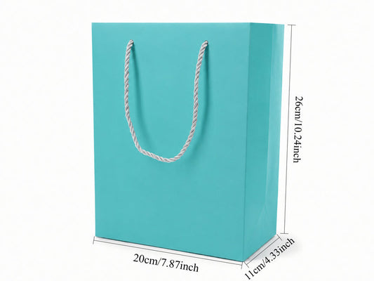 jewelry gift bags - 24-Pack Tiffany Blue Jewelry Paper Gift Bags with Rope Handles 7.75 4.25 10.25 in SB22-T open view