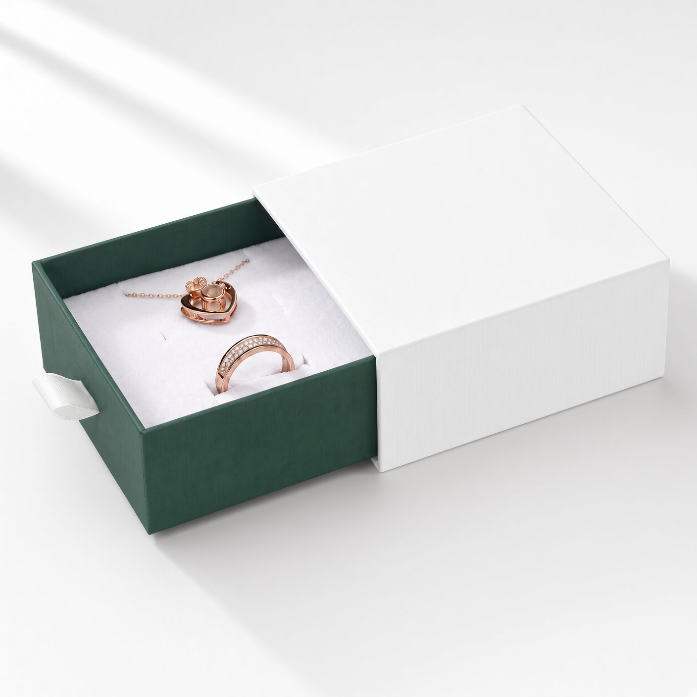 White & Green Drawer Jewelry Boxes – 24 Pack