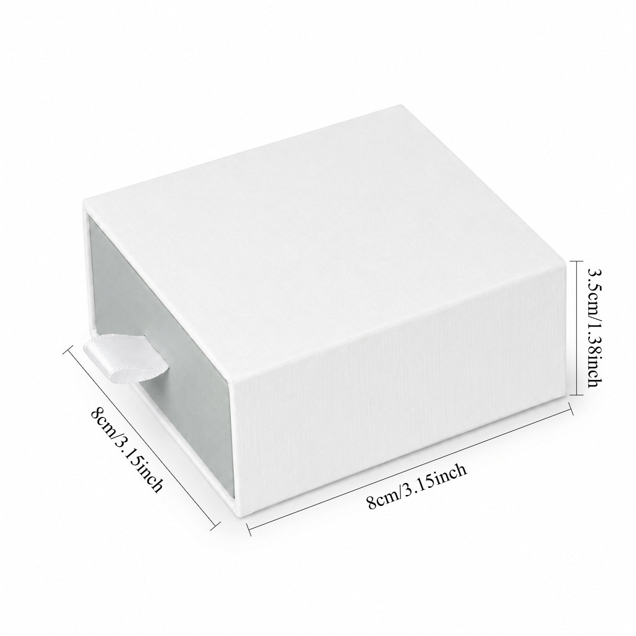 Silver jewelry packaging box drawer for rings, earrings, studs, pendants and compact necklaces — B2533-SL product view 03.