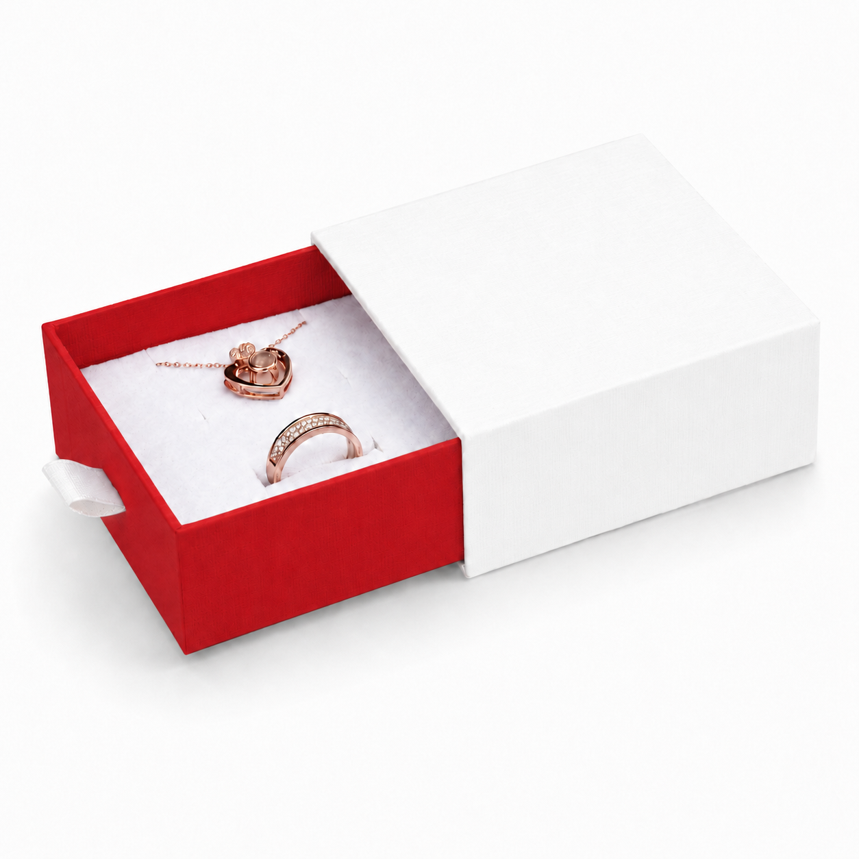 White & Red Drawer Jewelry Boxes – 24 Pack