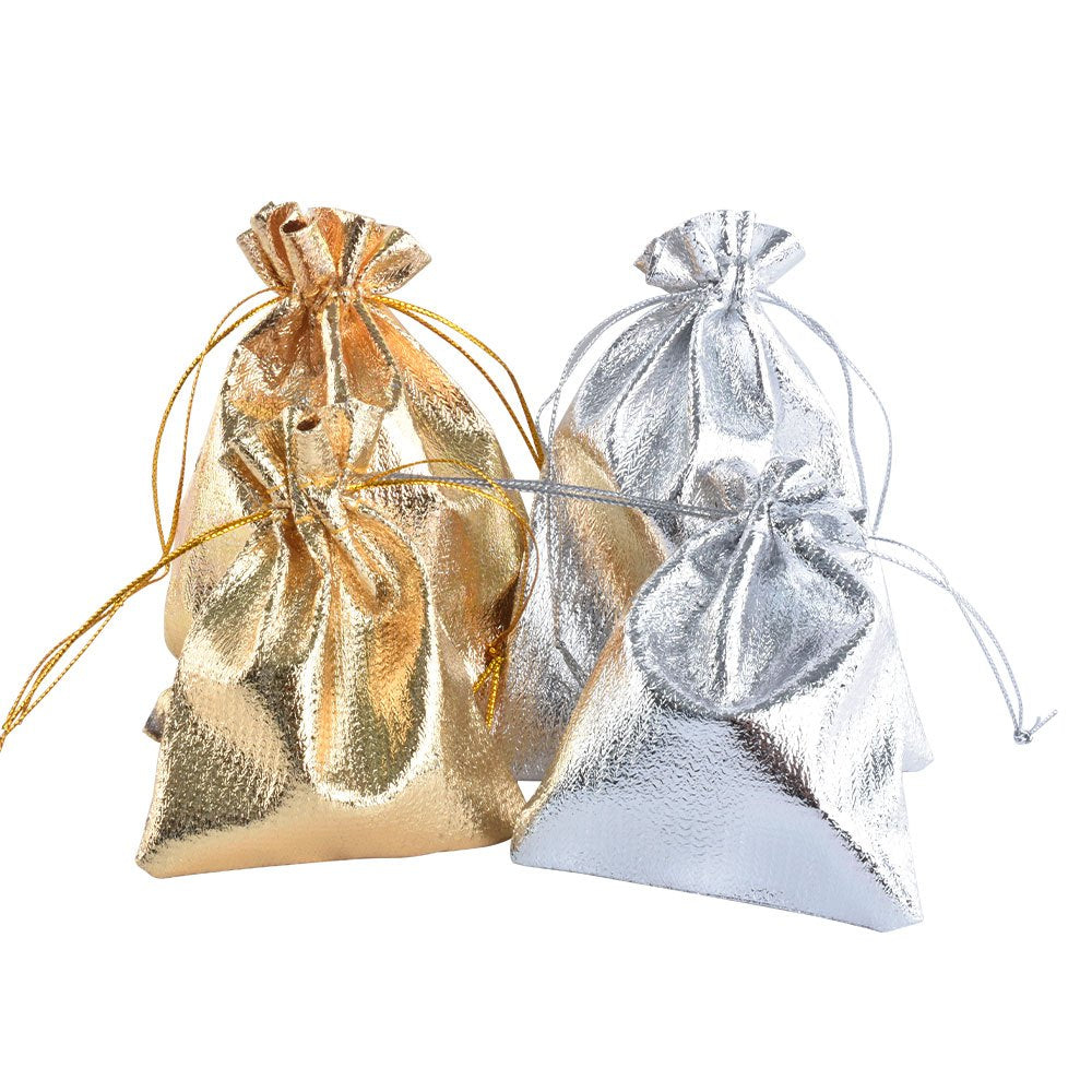 jewelry pouch - 100pcs Gold Silver Satin Bags Pouch Pouches Bag JP018-CL-GL S detail view