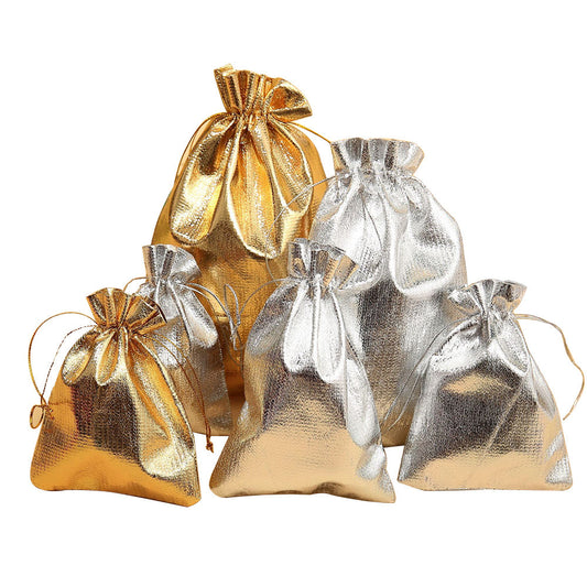 jewelry pouch - 100pcs Gold Silver Satin Bags Pouch Pouches Bag JP018-CL-GL S front view