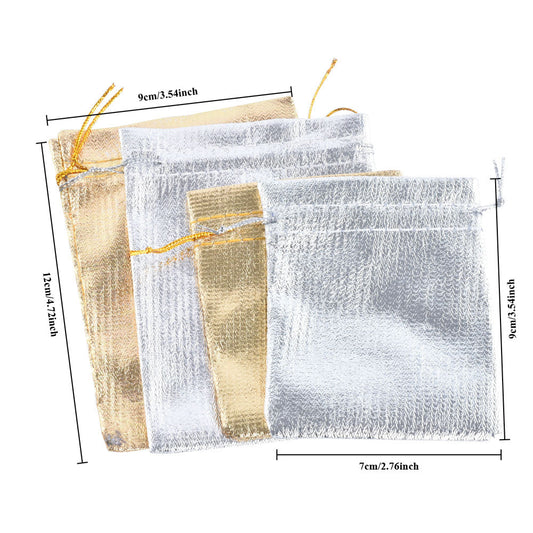 jewelry pouch - 100pcs Gold Silver Satin Bags Pouch Pouches Bag JP018-CL-GL S open view