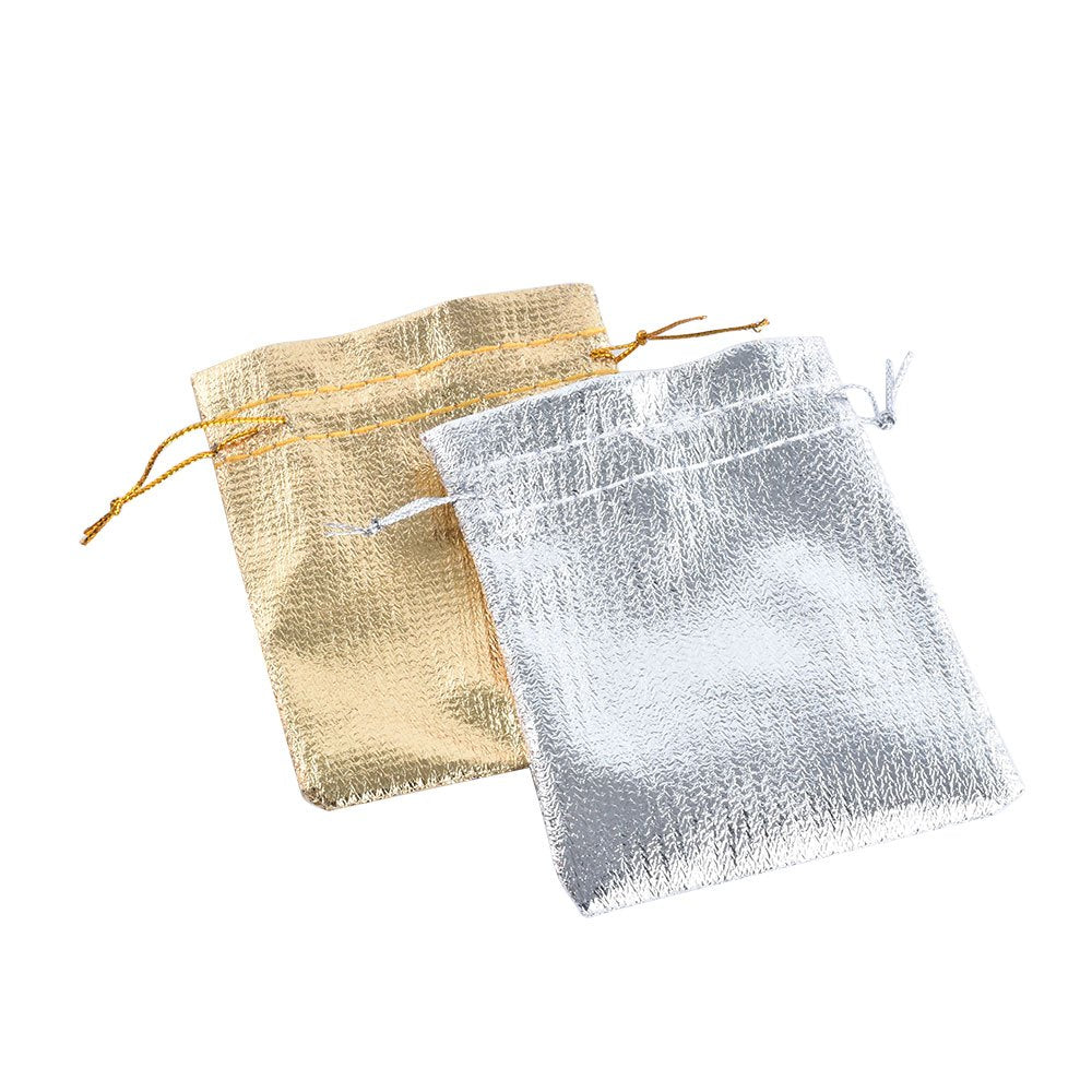 jewelry pouch - 100pcs Gold Silver Satin Bags Pouch Pouches Bag JP018-CL-GL S product view 05