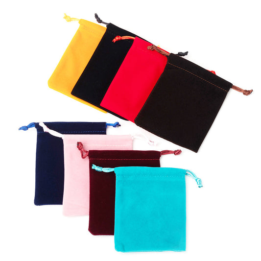 jewelry pouch - 50 Blue Brown Velvet Pouches Bags Pouch JP016-V-R S front view