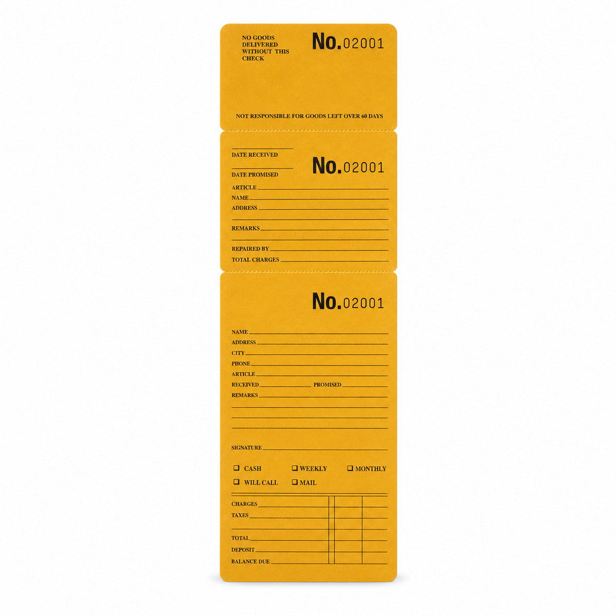 jewelry repair envelope - Yellow Repair & Layaway Envelopes 1,000 Pack EN10Y(0001-1000) front view