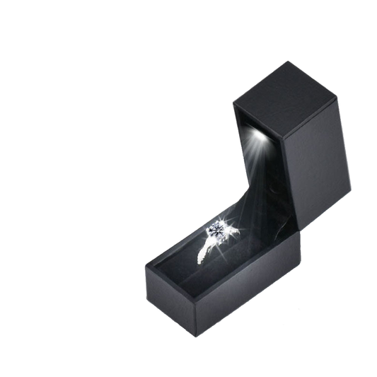 Black LB51 LED ring box open single-product view with ring