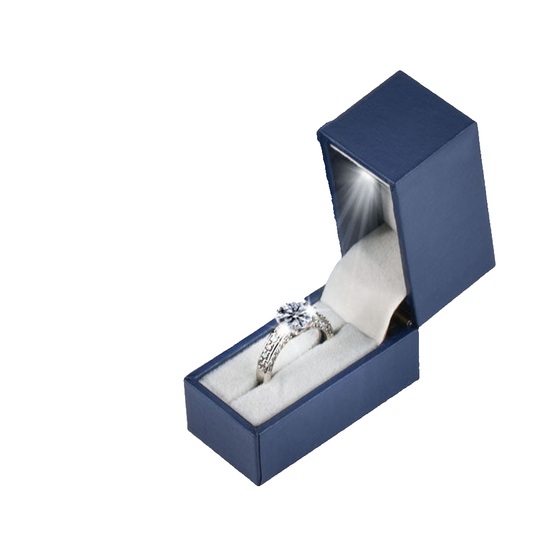 Blue LB51 LED ring box open single-product view with ring