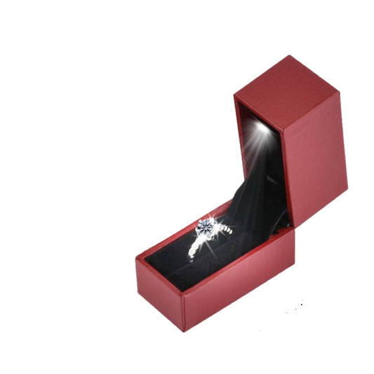 Red LB51 LED ring box open single-product view with ring