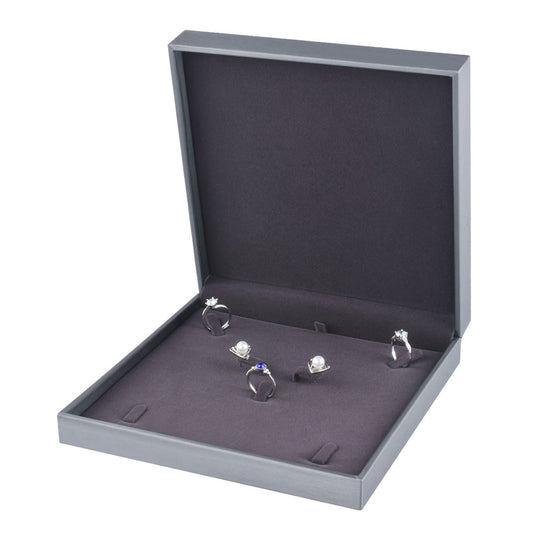 necklace box - 3pcs Gray Champagne PU Necklace Boxes P06N1-GR GR front view