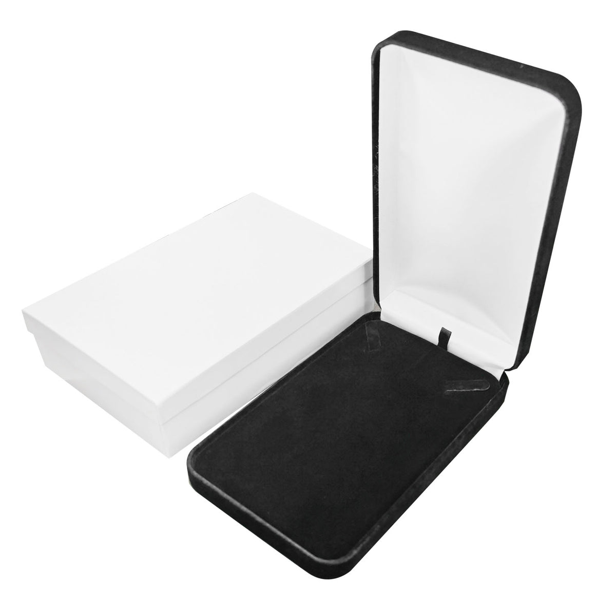necklace box - 6pcs Black Velvet Necklace Boxes YN7-BK open view