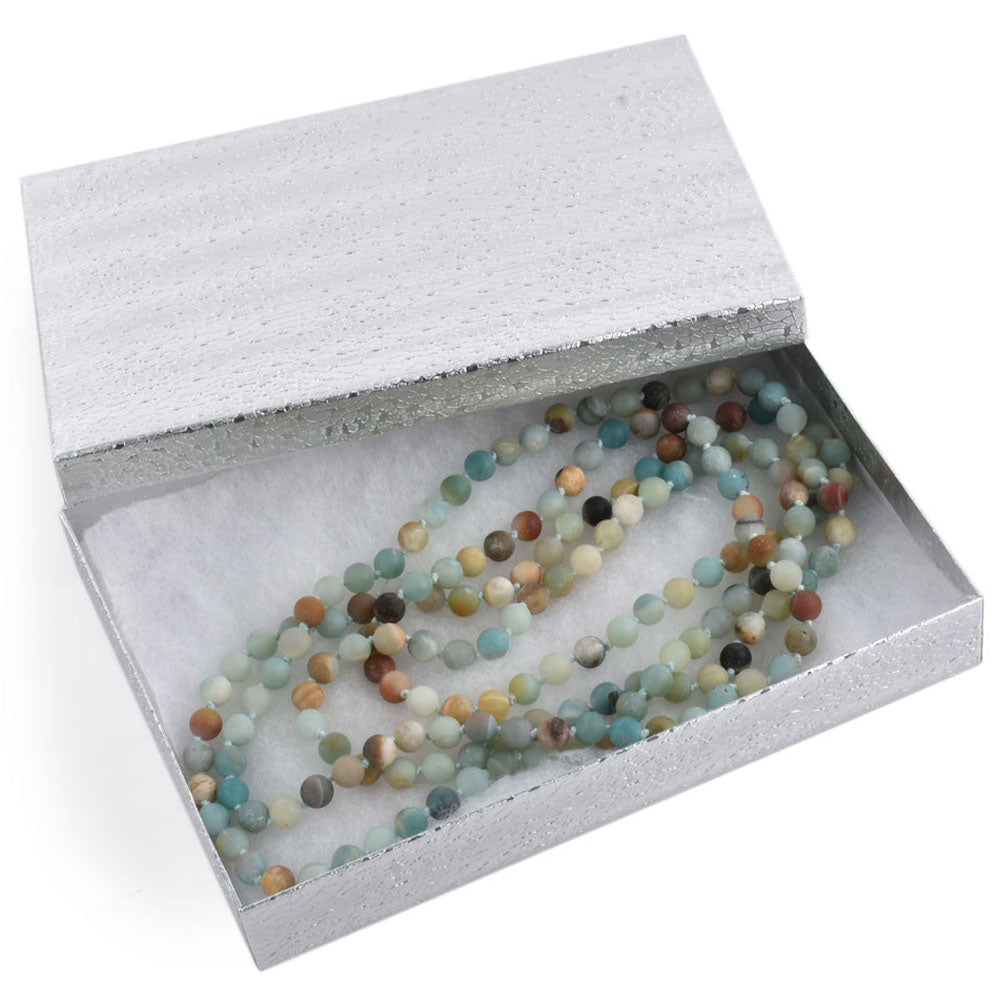 necklace box - 100pcs Silver Cotton Cardboard Boxes Necklace BX2885S front view