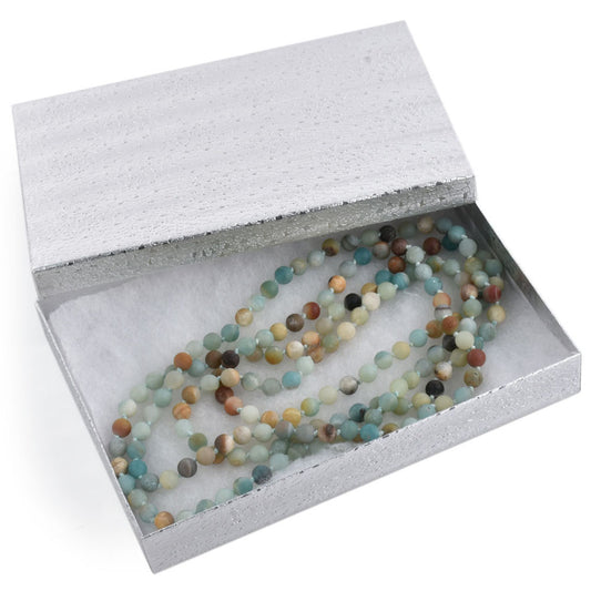 necklace box - 100pcs Silver Cotton Cardboard Boxes Necklace BX2885S front view