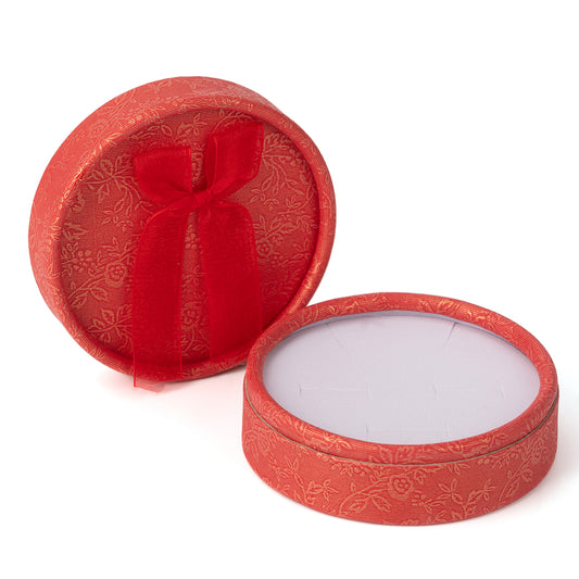 necklace box - 12pcs Gold Red Cardboard Organza Boxes Necklace B1433-R W R front view