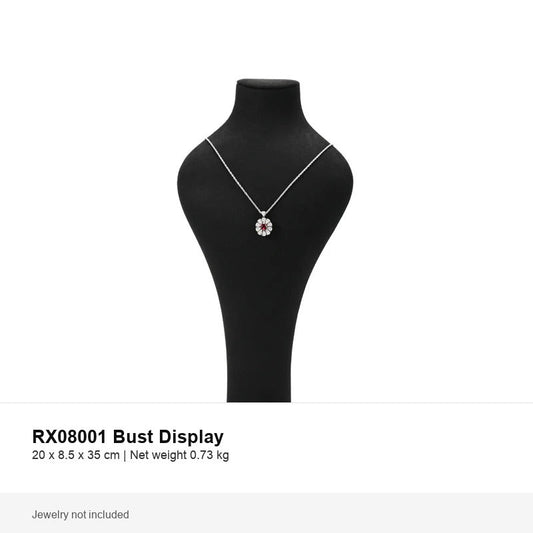 necklace display - Black Microfiber Necklace Bust Display C03010 front view