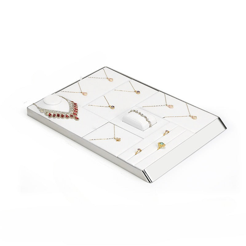 necklace display - White PU Leather Display Tray Necklaces Rings C02763 detail view