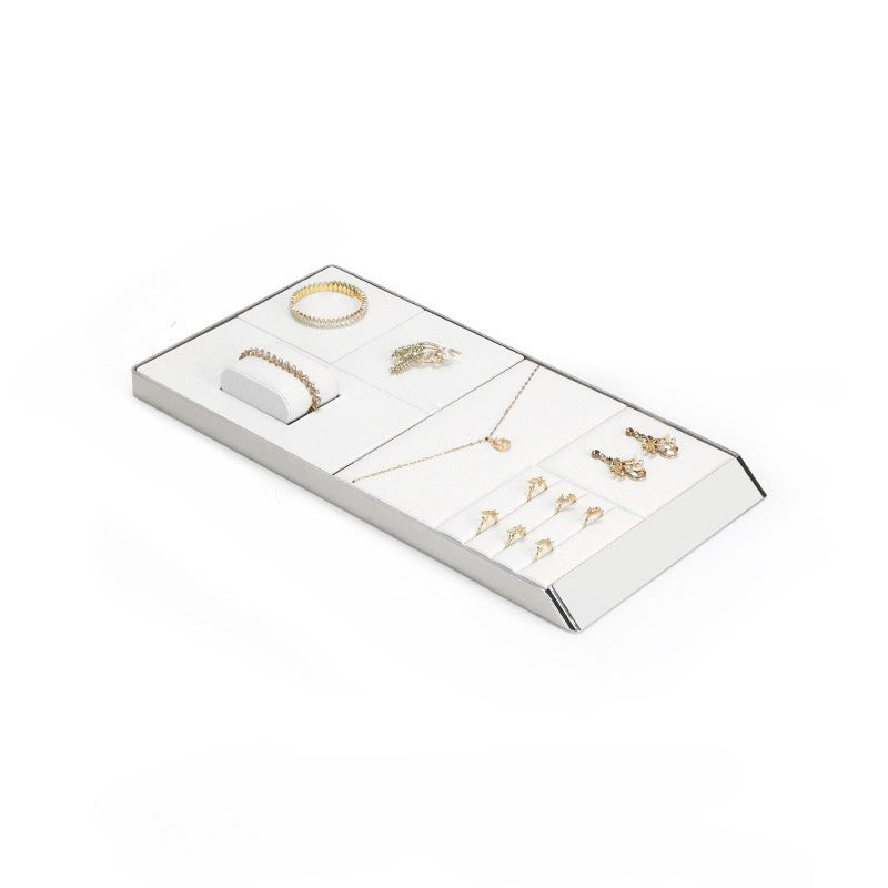 necklace display - White PU Leather Display Tray Necklaces Rings C02763 open view