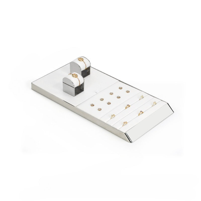 necklace display - White PU Leather Display Tray Necklaces Rings C02763 side view